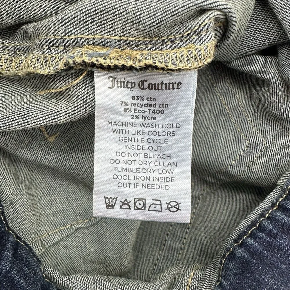 Juicy Couture Malibu Flare Jeans Size 26 Women Dark Wash Distressed Stretch